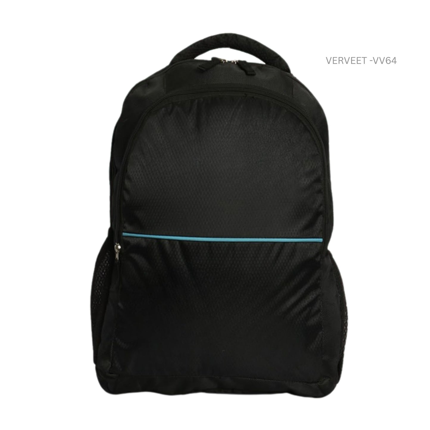 Verveet VV64 Black Minimalist Backpack with Blue Accent | Lightweight Office, College & Travel Bag