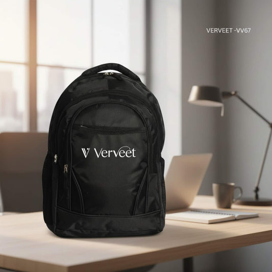 Verveet VV67 Premium Black Laptop Backpack | Multi-Compartment Office & Corporate Travel Bag