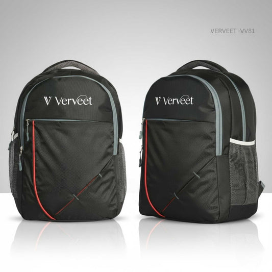 Stylish Black Laptop Backpack with Contrast Piping | Office, College & Corporate Use