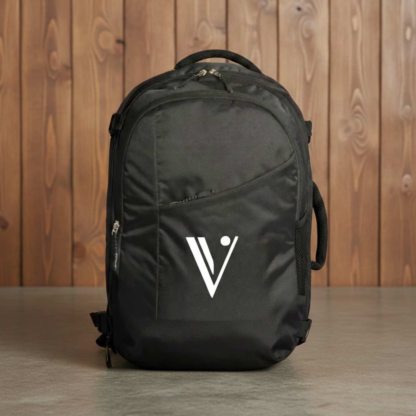 Sleek Black Laptop Backpack with Diagonal Front Zip | Corporate, Office & Daily Commute Use