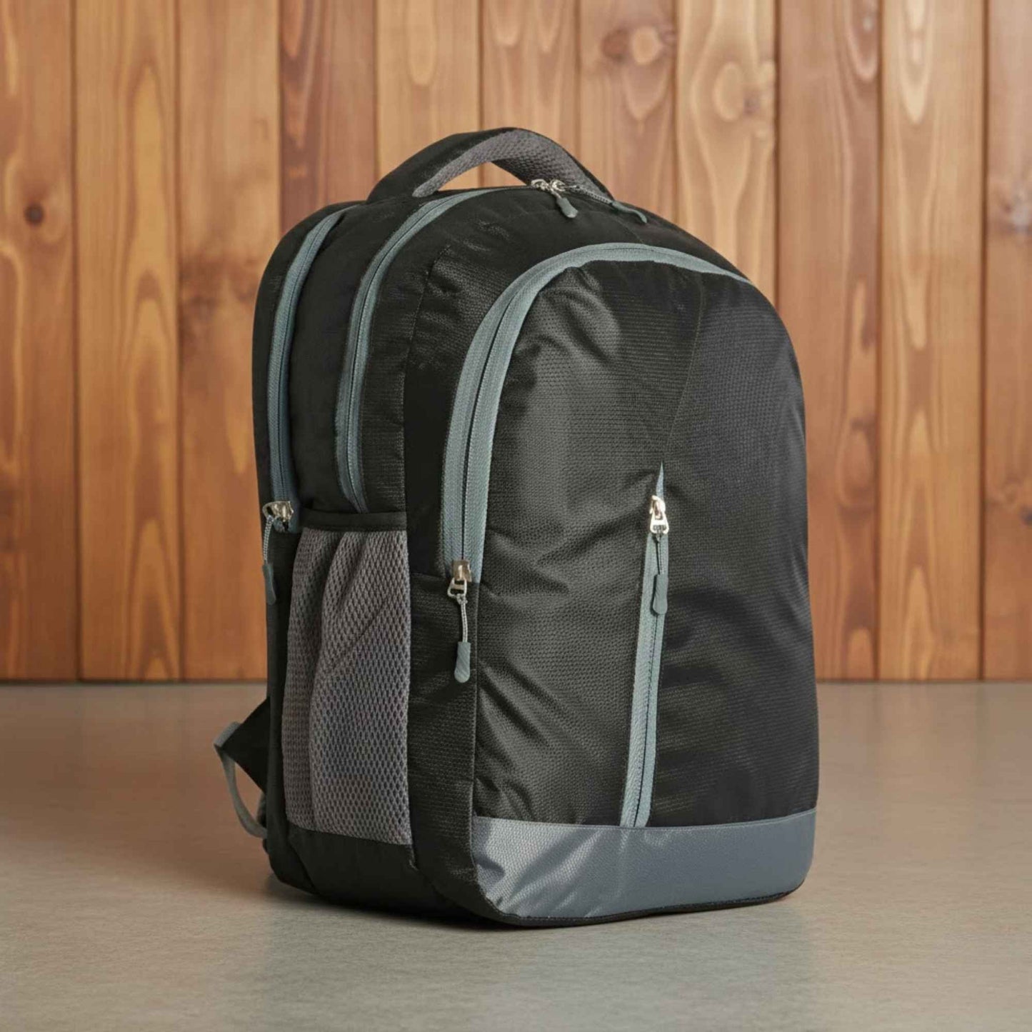 Premium Black Laptop Backpack with Grey Accents | Multi-Compartment Office & Corporate Backpack