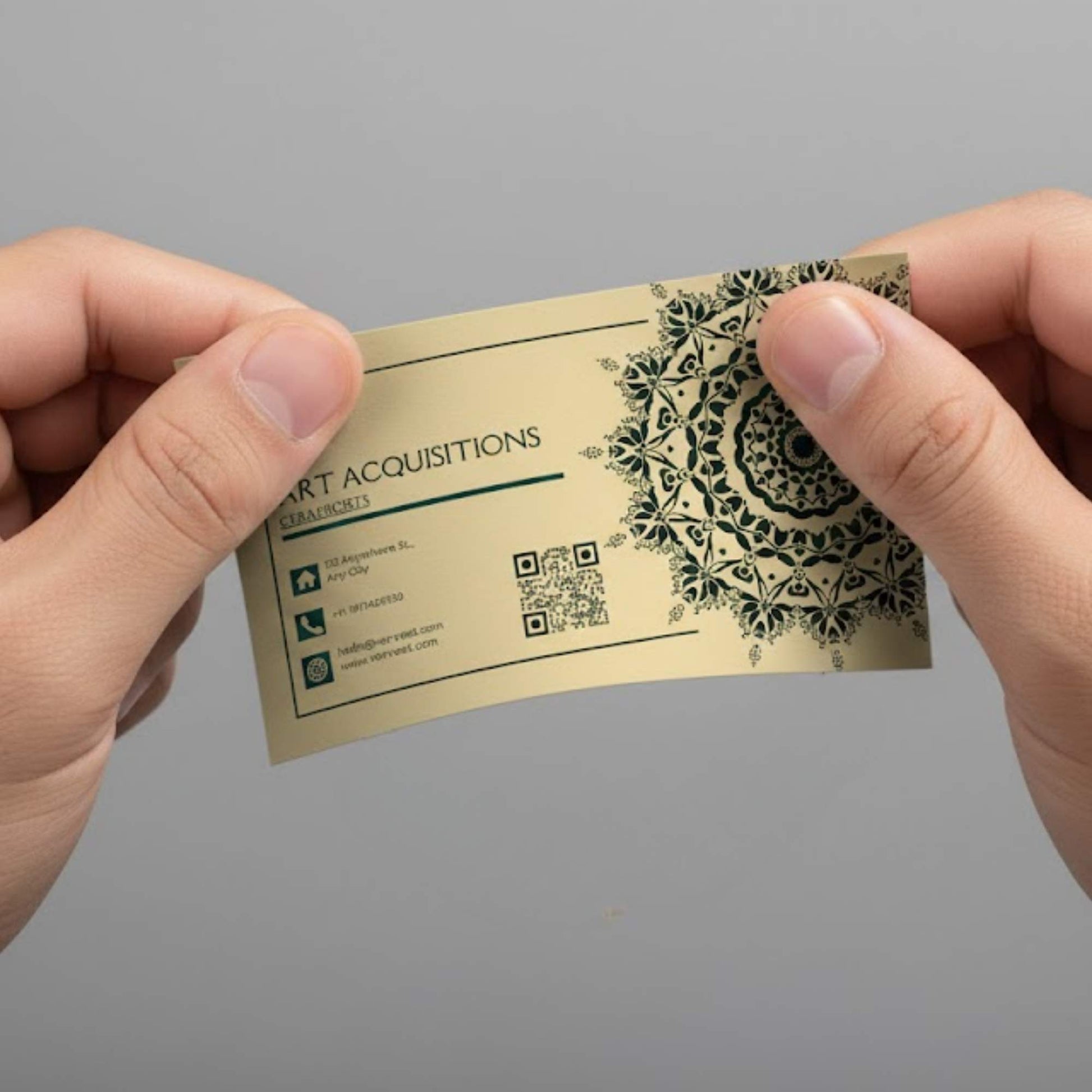 Interior designer visiting card front – durable 300 GSM non-tearable business card for interior designers, architects, and design studios.