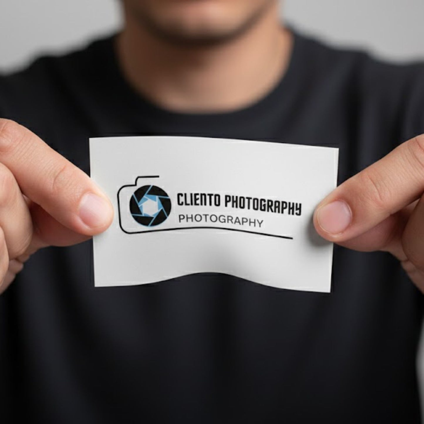 Photographer visiting card front – durable 300 GSM non-tearable business card for photographers, studios, and creative professionals.