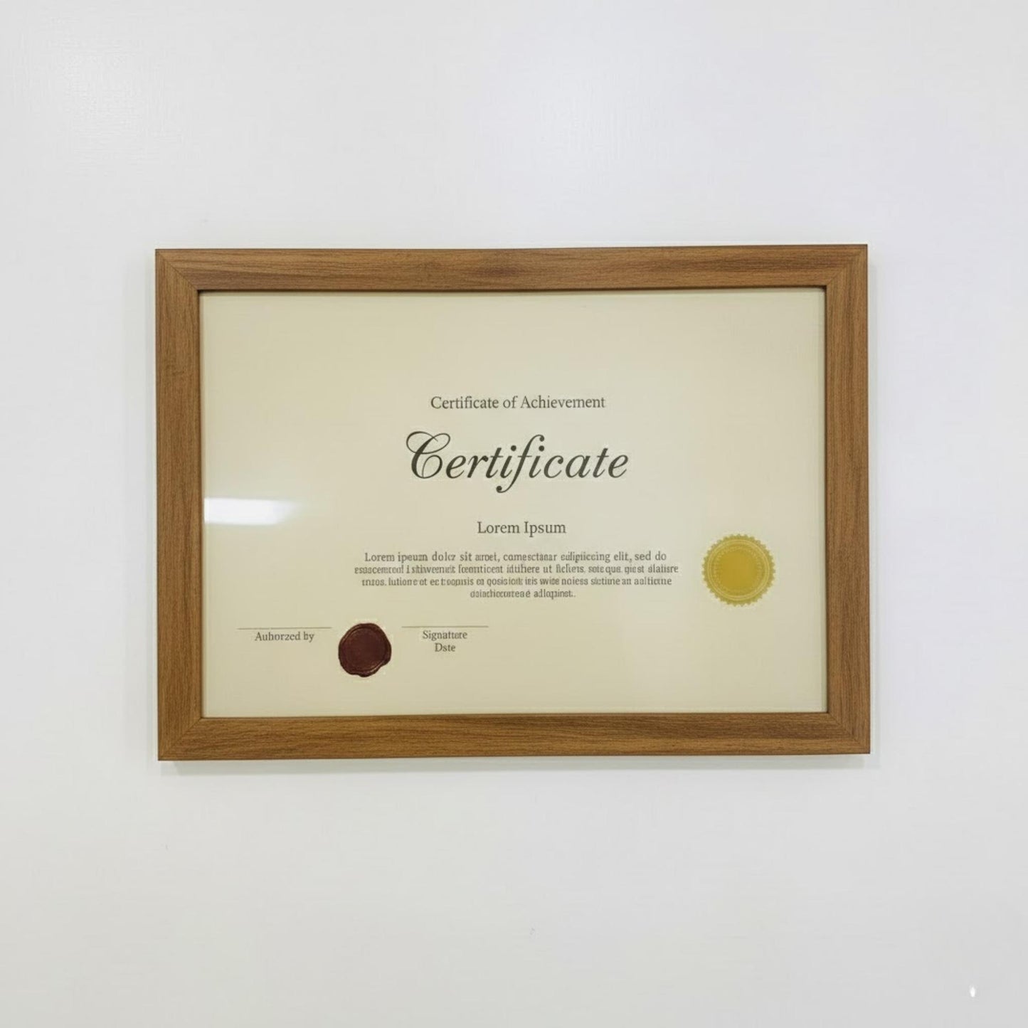 Wall-mounted certificate frame for displaying awards, documents, and professional achievements