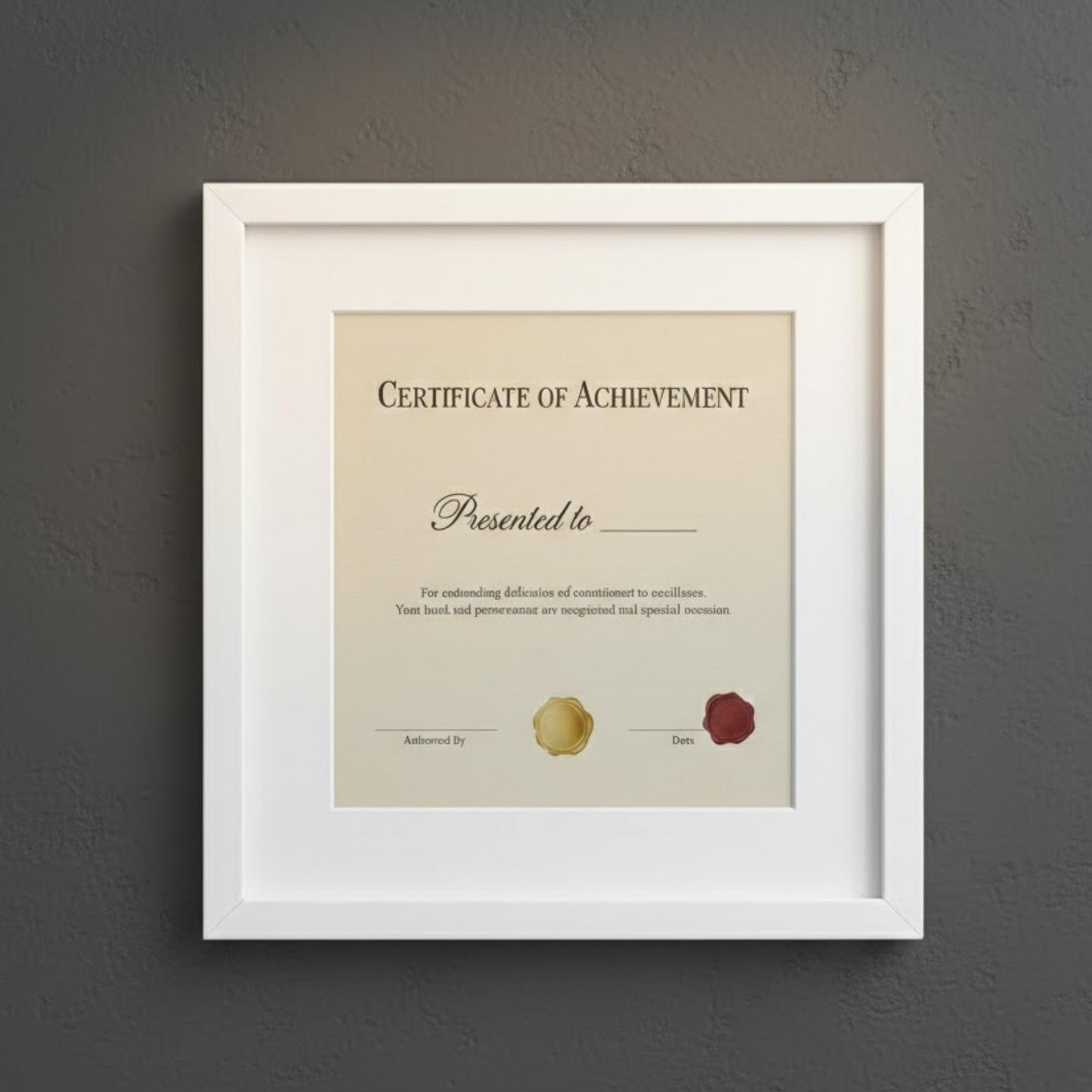 Wall-mounted square frame for displaying certificates, photos, and office decor