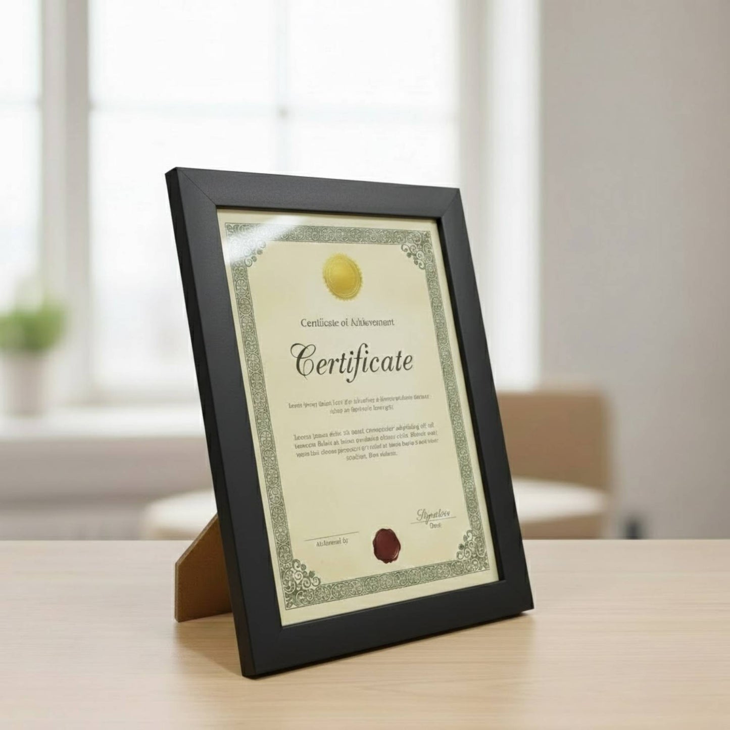 Wooden certificate frame for wall display, suitable for office awards, certificates, and achievements